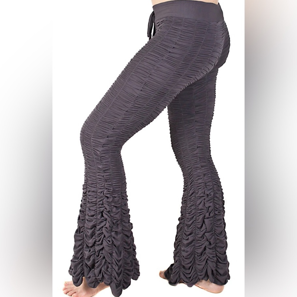 Ruched Bootcut Flare Pants — Charcoal Ruched Flare